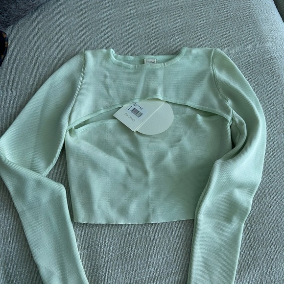 Crop Top Baobab Collection Pale Kiwi Cutout Ribbed - Picture 4 of 10